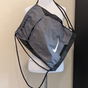 Nike Gray Drawstring Gym Sackpack Bag with Zip Pocket
